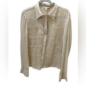 ST. John button down long sleeve collared silk satin top SZ 12 ( Runs small)